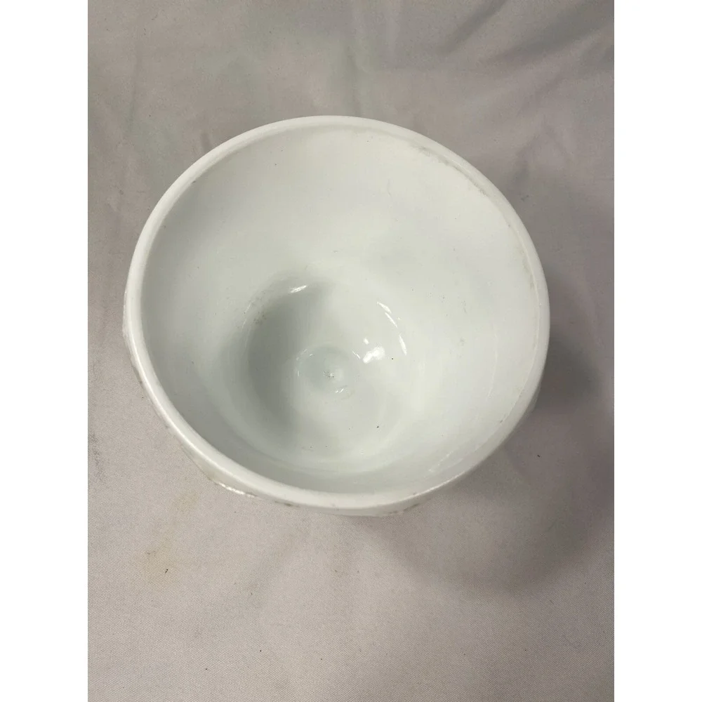 vintage milk white glass vase candy‎ bowl with grapes vines floral 6 inch tall